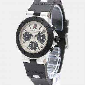 Bvlgari Silver Aluminium Diagono AC38TA Automatic Men's Wristwatch 38 mm