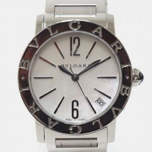 Bvlgari White Shell Stainless Steel Bvlgari Bvlgari BBL33WSSD Automatic Men's Wristwatch 34mm
