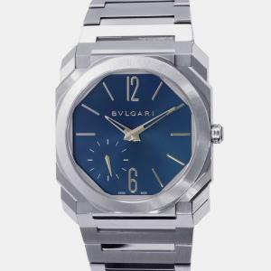 Bvlgari Blue Stainless Steel Octo Finissimo Automatic Men's Wristwatch 40 mm