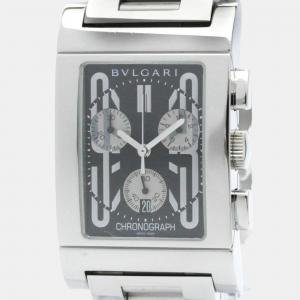 Bvlgari Black Stainless Steel Rettangolo RTC49S Quartz Men's Wristwatch 49 mm