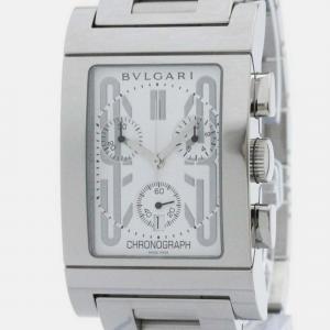 Bvlgari White Stainless Steel Rettangolo RTC49S Quartz Men's Wristwatch 49 mm