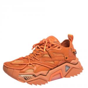 Calvin Klein Orange Leather, Rubber And Mesh Strike 205 Low-Top Sneakers Size 41