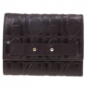 Pre Owned Carolina Herrera Monogram Embossed Flap Wallet
