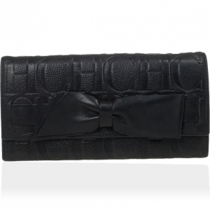 Pre Owned Carolina Herrera CH Black Leather Gigi Continental Wallet