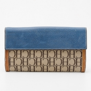 Pre Owned Carolina Herrera Monogram Canvas and Leather Continental Wallet 