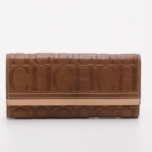 Pre Owned Carolina Herrera Embossed Leather Continental Wallet