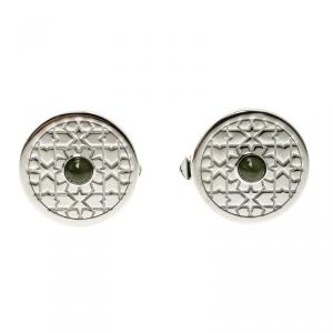 Cartier Middle East Exclusivities Mashrabiya Motif Nephrite Jade Silver Cufflinks