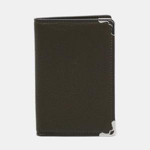 Cartier Khaki Green Leather Must De Cartier Card Holder