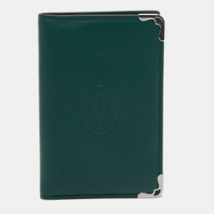 Cartier Green Leather Must De Cartier Card Holder