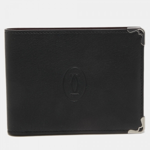 Cartier Black Leather Must De Cartier 6CC Bifold Wallet