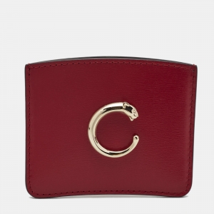 Cartier Red Leather Panthère de Cartier Card Holder 