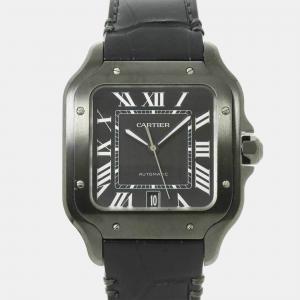 Cartier Black Stainless Steel Santos Automatic Men's Wristwatch 38 mm