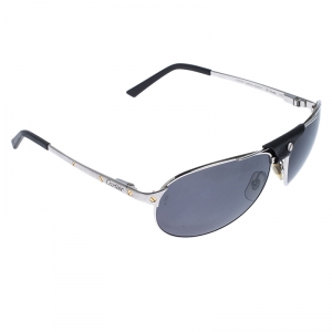 Cartier Silver Santos De Cartier Polarized Aviator Sunglasses