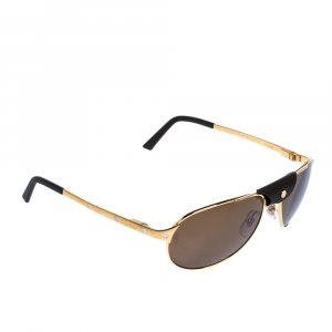 Cartier Brush Gold/Black AAD2994 Polarized Santos De Cartier Sunglasses