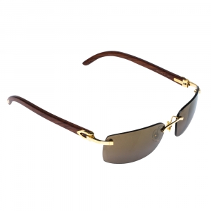Cartier Brown 140B Wooden C Décor Sunglasses