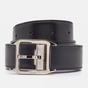 Cartier Black/Brown Leather Santos de Cartier Cut to Size Reversible Belt