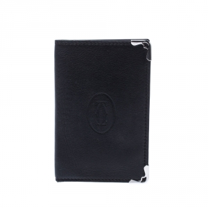 Pre Owned Cartier Black Leather Must De Cartier Card Holder