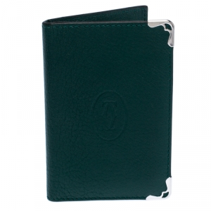 Pre Owned Cartier Green Leather Must De Cartier Card Holder