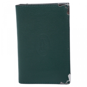 Pre Owned Cartier Green Leather Must De Cartier Card Holder