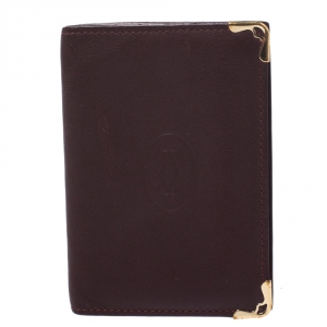Pre Owned Cartier Burgundy Leather Must De Cartier Card Holder
