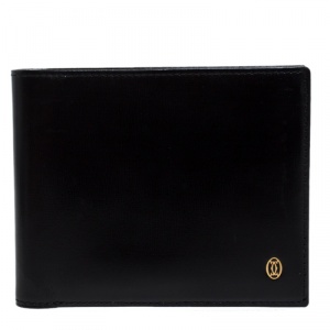 محفظة كارتييه طية مزدوجة Must De Cartier جلد سوداء
