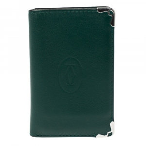 Pre Owned Cartier Green Leather Must de Cartier Card Holder