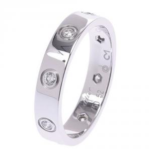 Pre Owned Cartier Love 18K White Gold 8 Diamond Ring Size 52