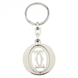 Cartier Rotating Double C Motif Silver Tone Key Ring