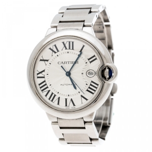 Pre Owned Cartier Silver Stainless Steel Ballon Bleu 3765 Men's Wristwatch 42MM