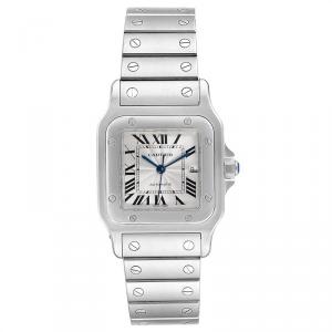 Pre Owned Cartier Silver and Stainless Steel Santos Galbee W20055D6 Men's Wristwatch 29MM