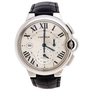 Cartier Silver Stainless Steel Ballon Bleu 3109 Men's Wristwatch 44MM