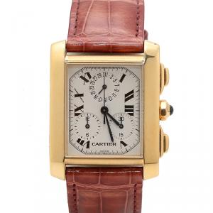 Pre Owned Cartier Silver Dial 18K Yellow Gold Tank Francaise 1830 Men's Watch