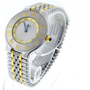 مملوكة مسبقًا Must de Cartier 21 1330 Silver Dial Two Tone Steel Quartz Unisex Watch 31 MM