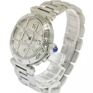 Pre Owned Cartier Silver Stainless Steel Pasha Men's Wristwatch 38MM