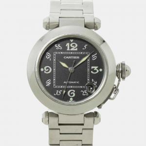 Cartier Black Stainless Steel Pasha C de Cartier W31043M7 Automatic Men's Wristwatch 35 mm