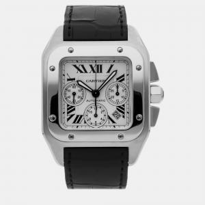 Cartier Silver Stainless Steel Santos Automatic Men's Wristwatch 40 mm