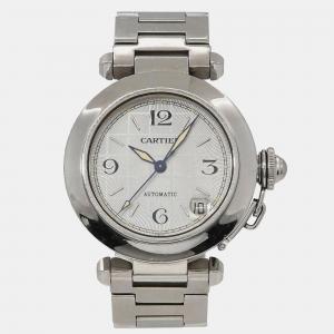 Cartier Silver Stainless Steel Pasha C de Cartier Automatic Men's Wristwatch 36 mm