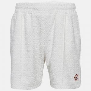 Casablanca White Embossed Terry Cotton Shorts L