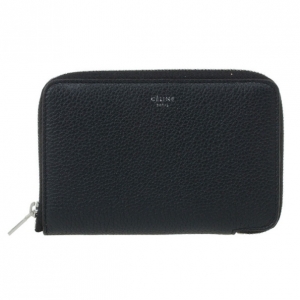 Pre Owned Celine Black Leather Medium Zipped Around Wallet
