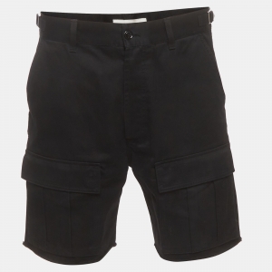 مملوكة مسبقًا Celine Black Gabardine Frayed Hem Cargo Shorts M