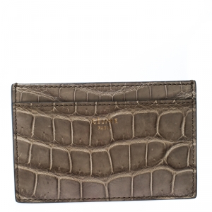 Pre Owned Celine Grey Crocodile Card Holder