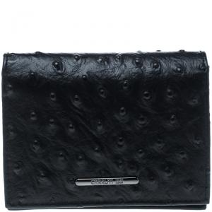Cerruti 1881 Black Ostrich Embossed Leather Mayfair Card Case