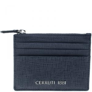 Cerruti 1881 Navy Blue Leather Chester 6CC Zip Card Holder