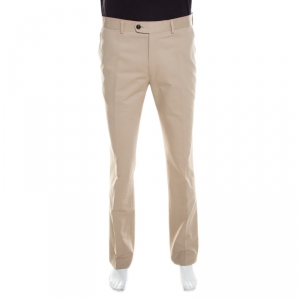 Pre Owned CH Carolina Herrera Beige Cotton Tailored Trousers L