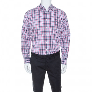 CH Carolina Herrera Multicolor Checked Cotton Button Down Collar Shirt L