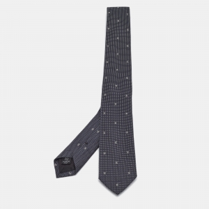 Chanel Navy Blue CC Silk Skinny Tie 