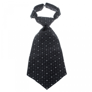 Chanel Black Logo Silk Jacquard Adjustable Short Traditional Tie