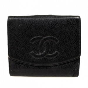 Chanel Black Caviar Compact CC Wallet 