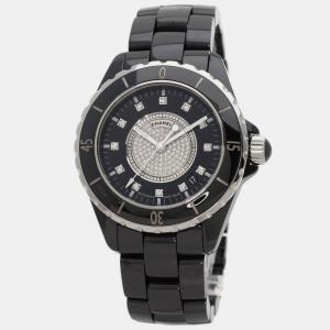 Chanel Black Ceramic and Diamond J12 H1757 Automatic Men's Wristwatch 38mm