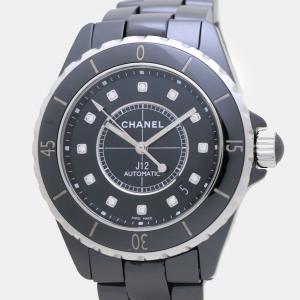 Chanel Black Diamond Stainless Steel Ceramic J12 H1626 Automatic Men's Wristwatch 39 mm